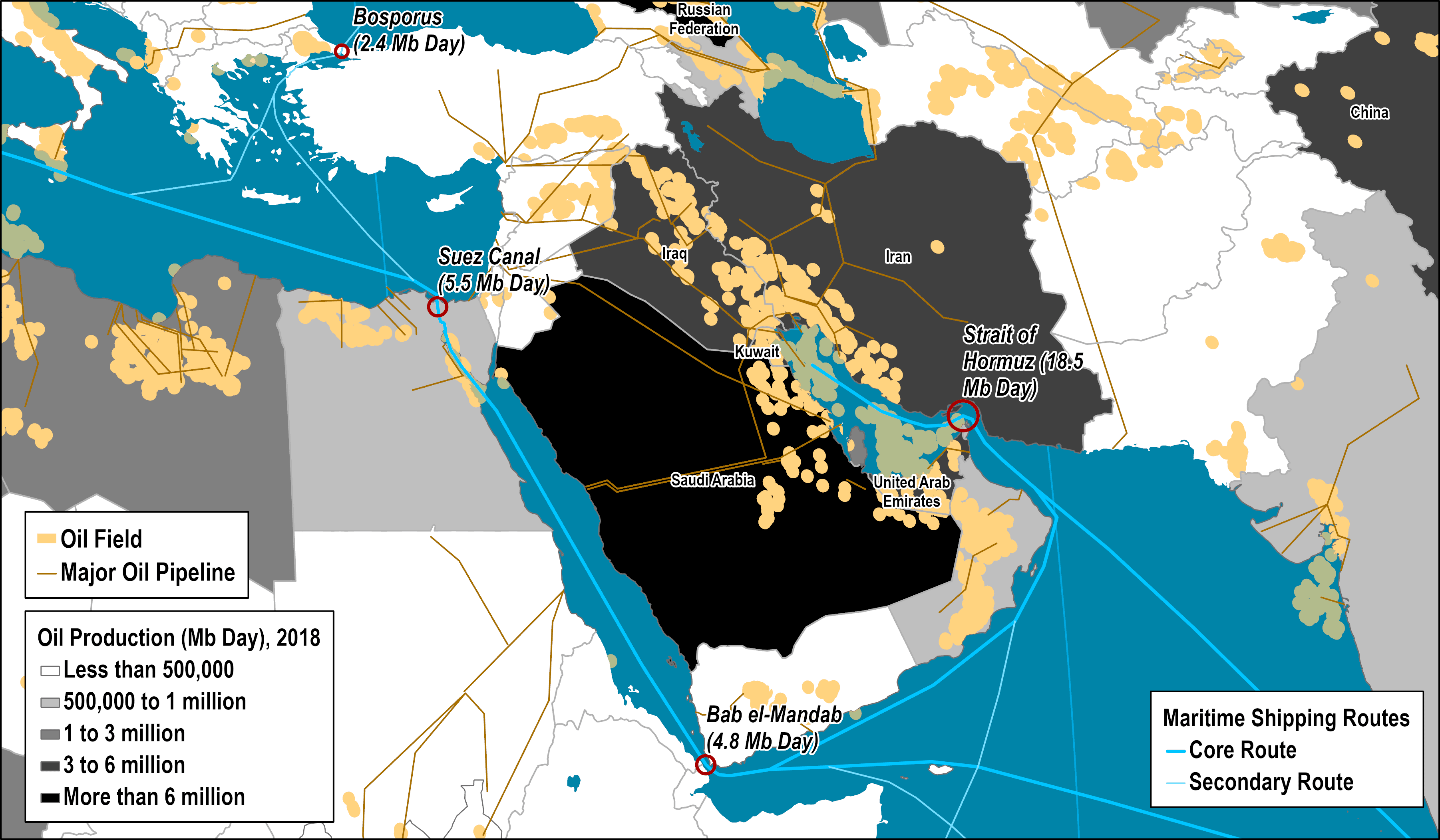 Largest Oil Fields Map