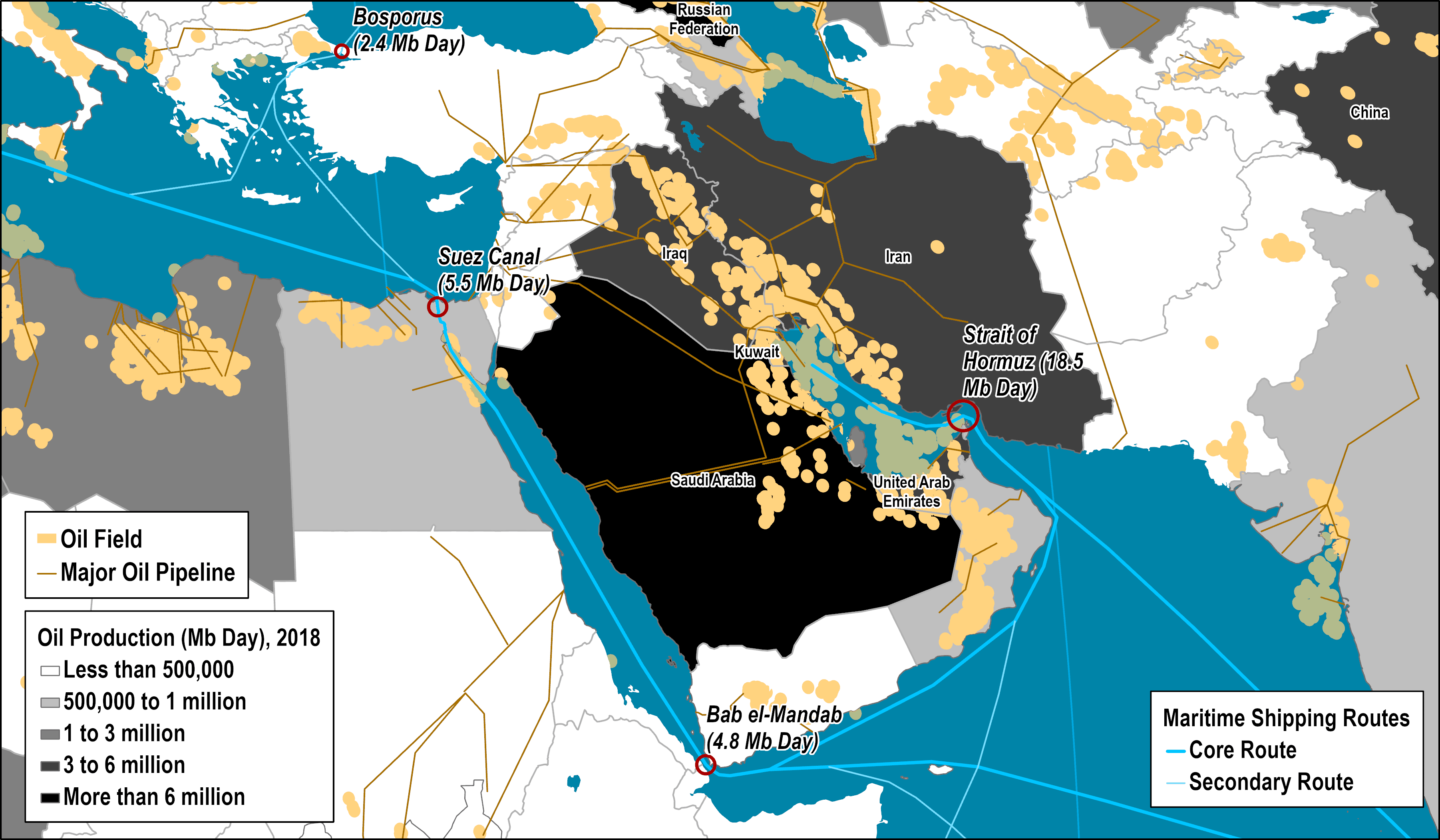 Shipping Lanes Strategic Passages And Oil Production In The Middle 