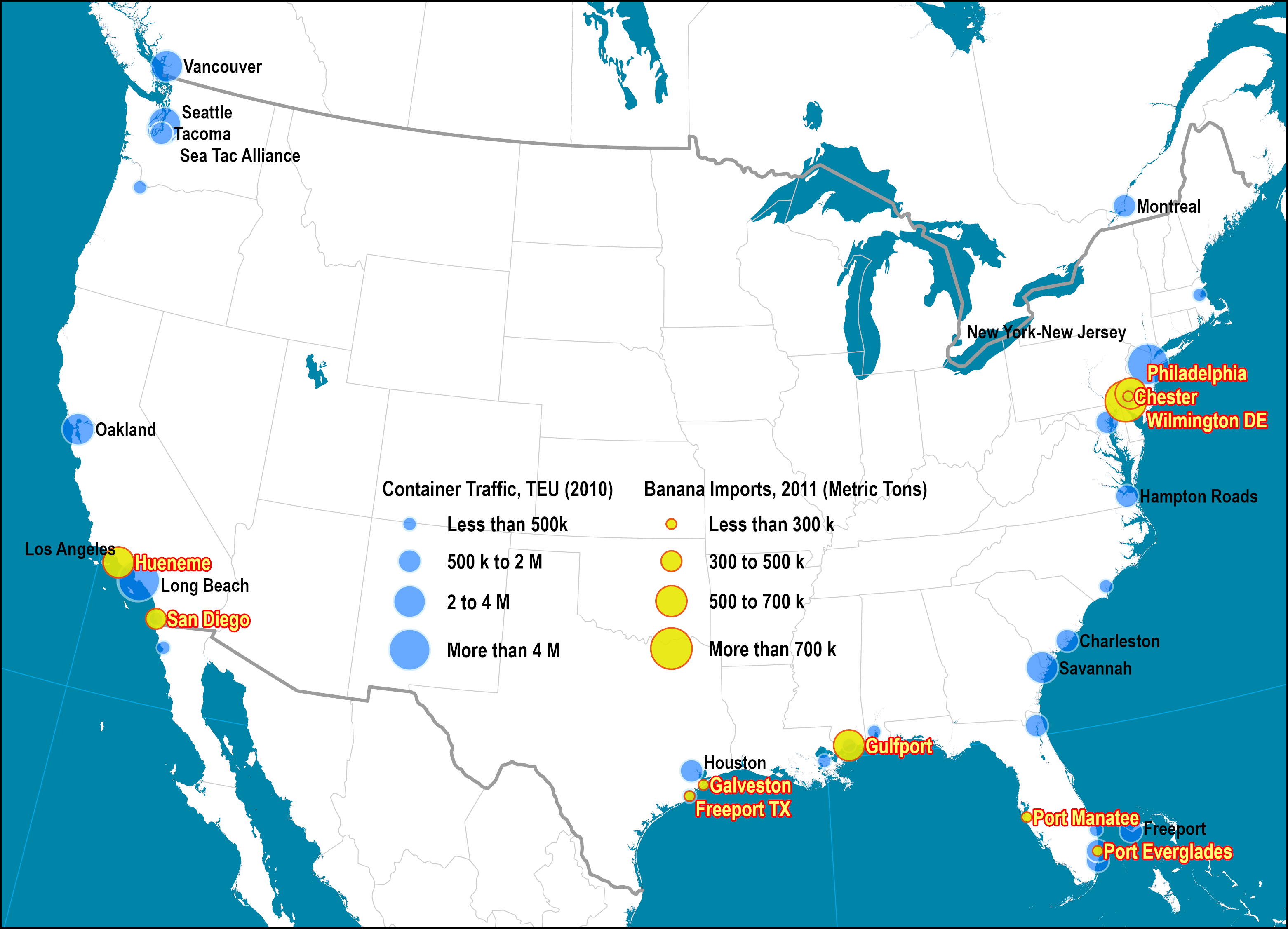Main American Banana Import Ports, 2011 Port Economics, Management